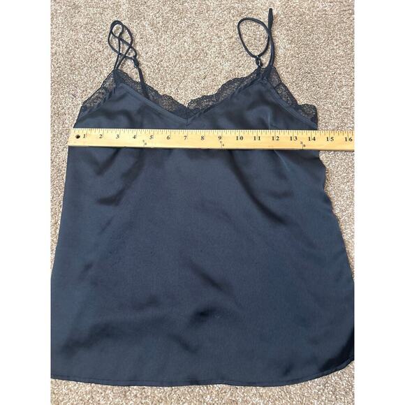Abercrombie & Fitch black satin Cami lingerie tank spaghetti strap lace trim XS - Picture 6 of 6